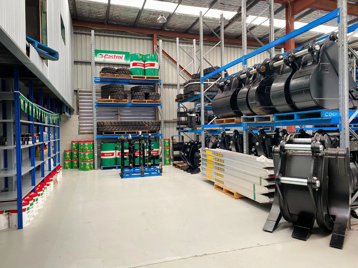 TuffBuckets warehouse stocked with excavator attachments